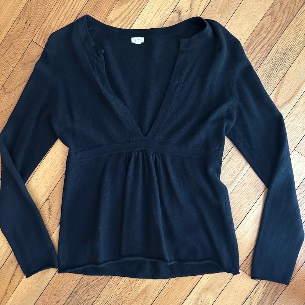 J. Crew Black V-Neck Long Sleeve Sweater
